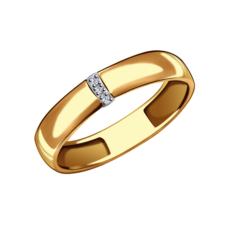 Кольцо из красного золота  с б/ц фианиты